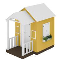 Casinha De Brinquedo Artesanal Com Varanda Mdf Branco/amarelo L12 - Criança Feliz - 8