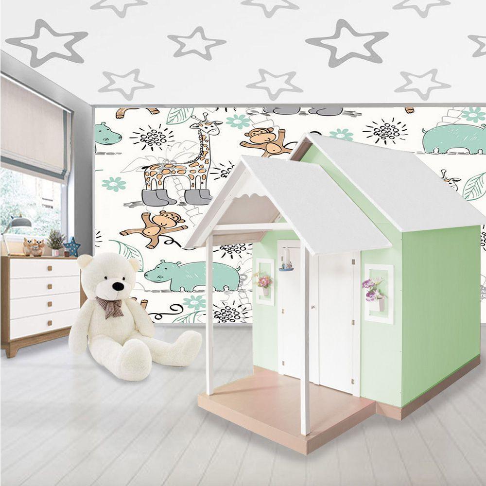 Casinha de Brinquedo com Telhado Branco Verde Criança Feliz - 9
