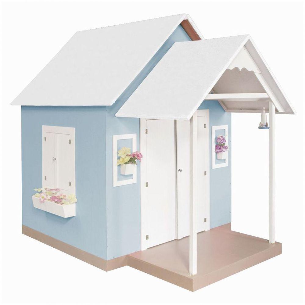 Casinha de Brinquedo com Telhado Branco e Azul Bebê - 1