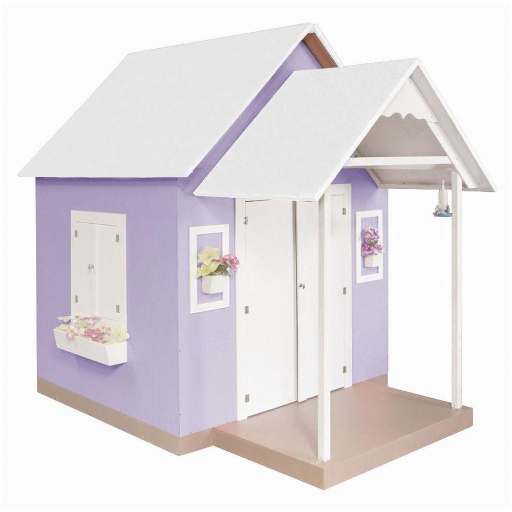 Casinha de Brinquedo Com Telhado Branco e lilás - 1