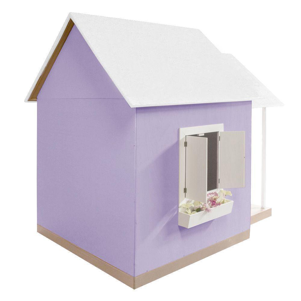 Casinha de Brinquedo Com Telhado Branco e lilás - 10