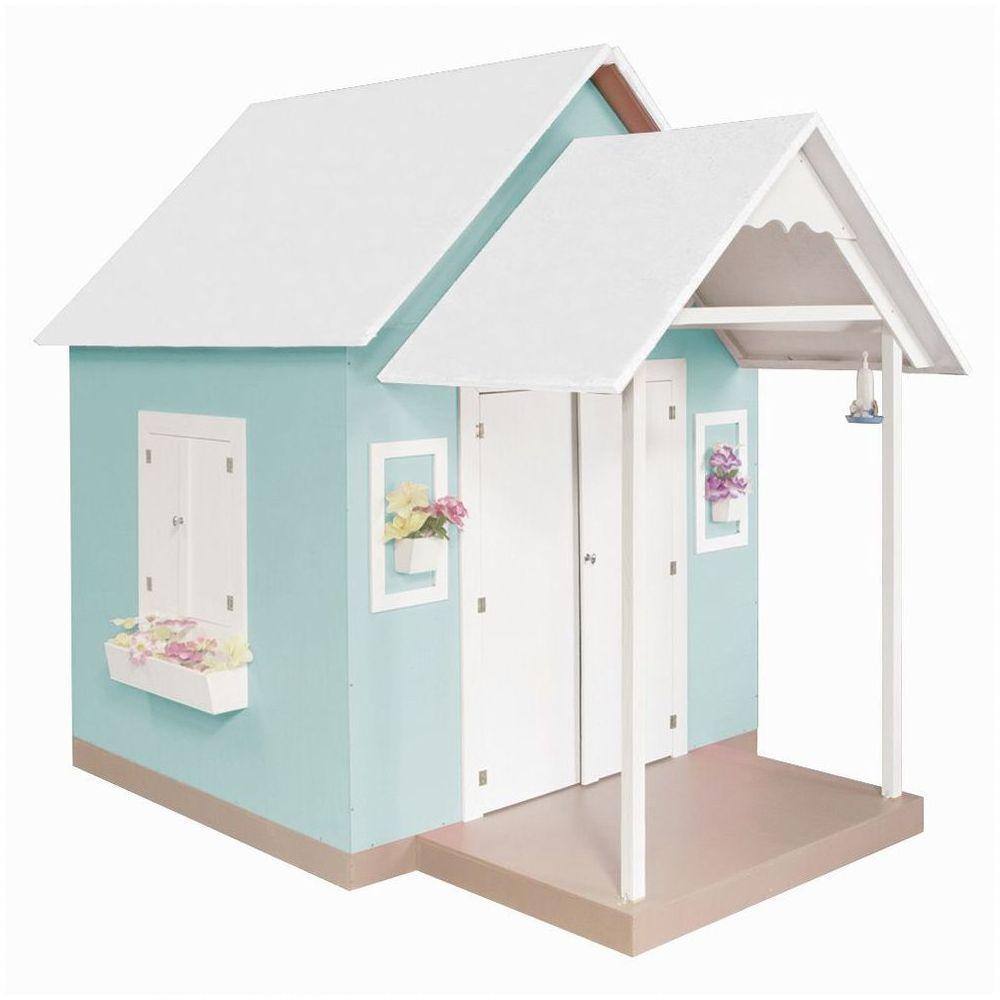 Casinha de Brinquedo com Telhado Branco/verde Água Criança Feliz - 1