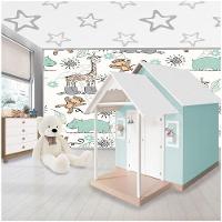 Casinha de Brinquedo com Telhado Branco/verde Água Criança Feliz - 3