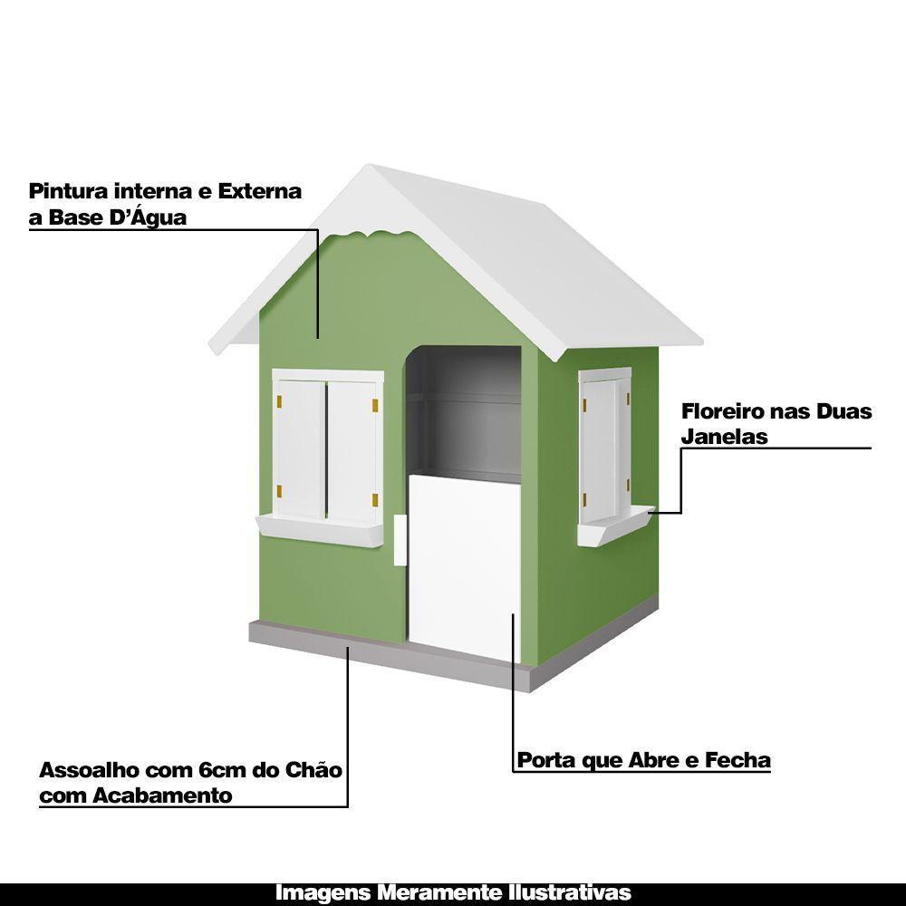 Casinha De Brinquedo Com Floreiros Mdf Verde/branco - Criança Feliz - 7