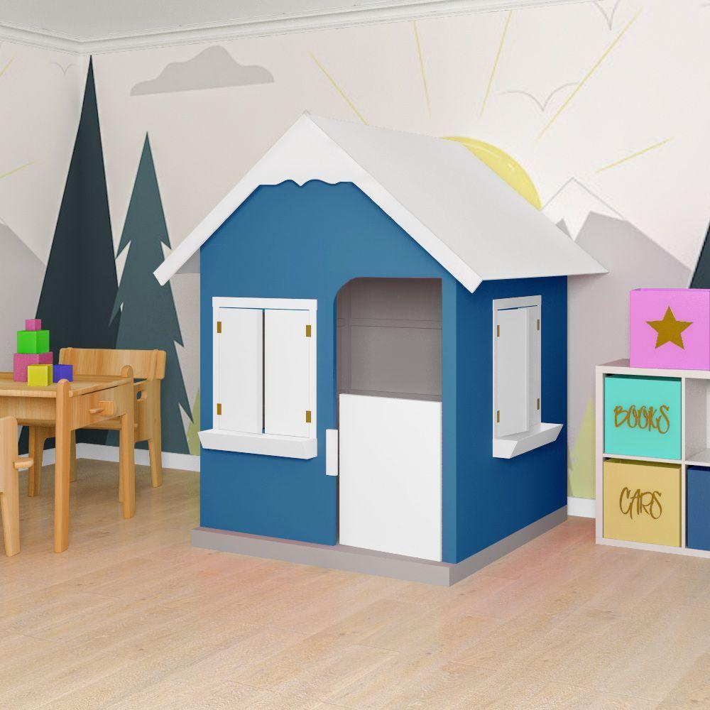 Casinha De Brinquedo Com Floreiros Mdf Azul/branco - Criança Feliz - 9