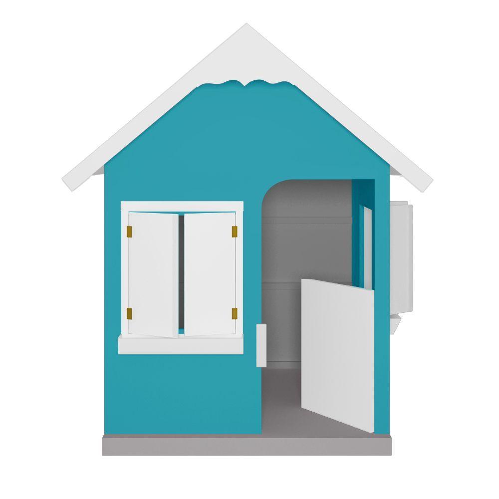 Casinha De Brinquedo Com Floreiros Mdf Azul Turquesa/branco - Criança Feliz - 3