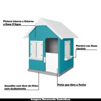 Casinha De Brinquedo Com Floreiros Mdf Azul Turquesa/branco - Criança Feliz - 5