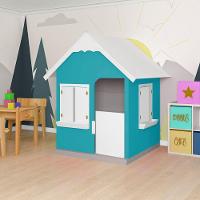 Casinha De Brinquedo Com Floreiros Mdf Azul Turquesa/branco - Criança Feliz - 7