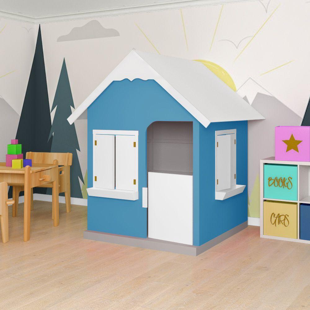 Casinha De Brinquedo Com Floreiros Mdf Azul Claro/branco - Criança Feliz - 9