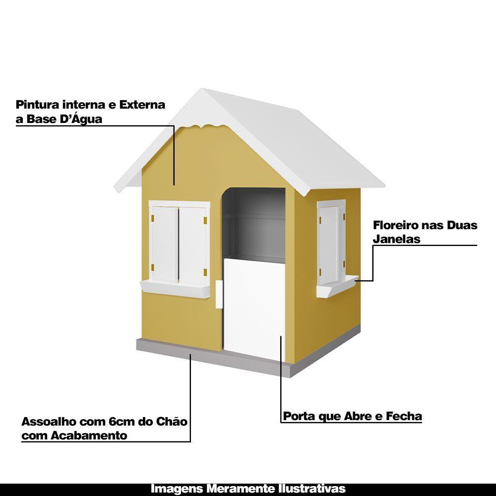 Casinha De Brinquedo Com Floreiros Mdf Amarelo/branco - Criança Feliz - 7