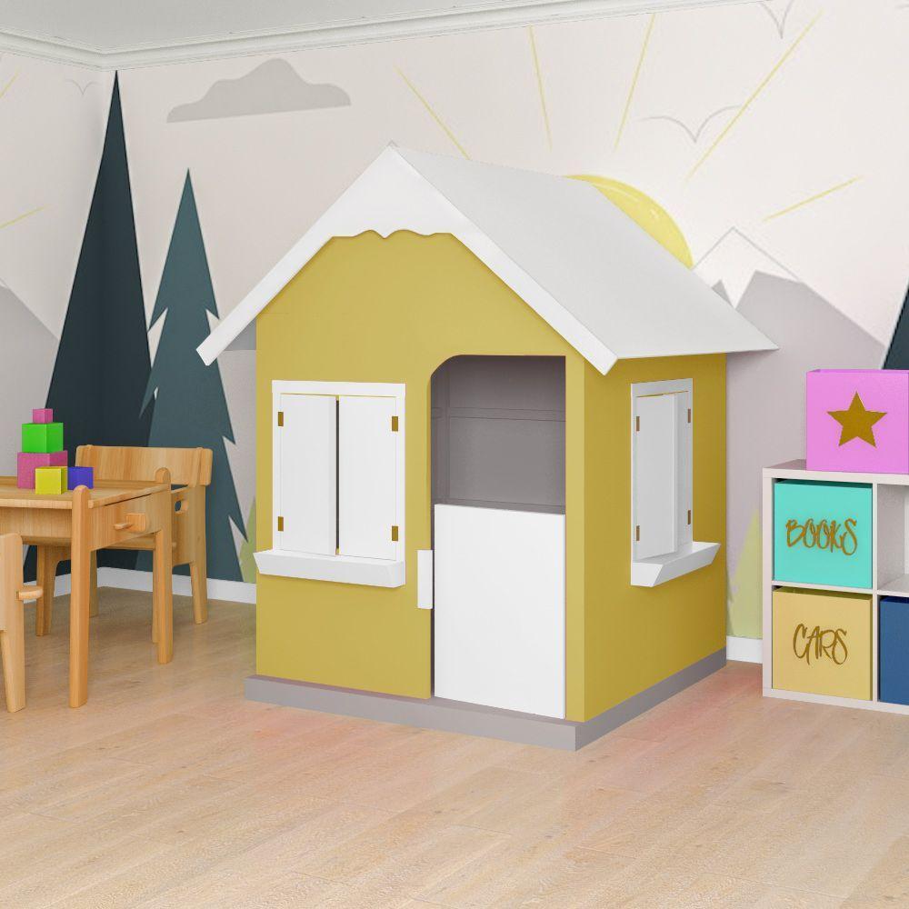 Casinha De Brinquedo Com Floreiros Mdf Amarelo/branco - Criança Feliz - 9