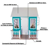 Casinha De Brinquedo Com Cercado E Cortinas Azul/branco - 7