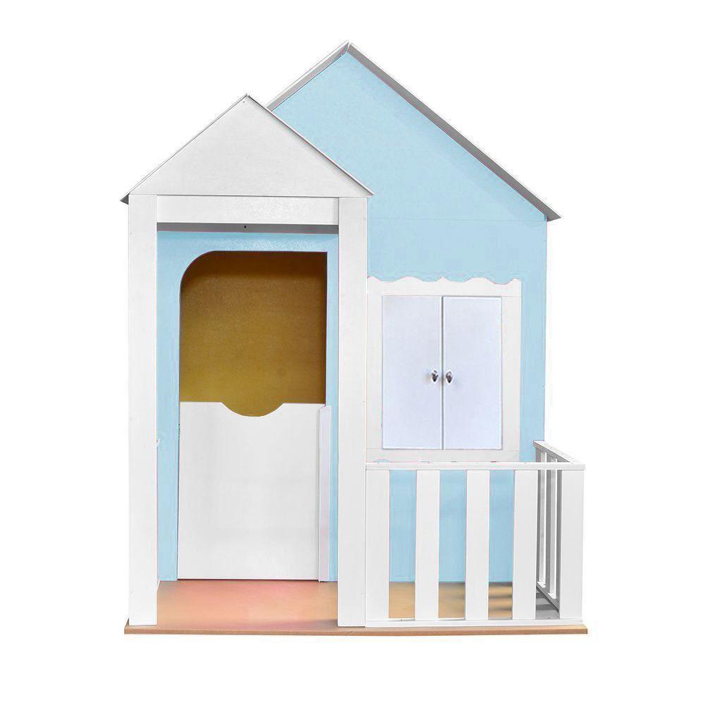 Casinha de Brinquedo com Cercado Azul Bebê e Branco - 1