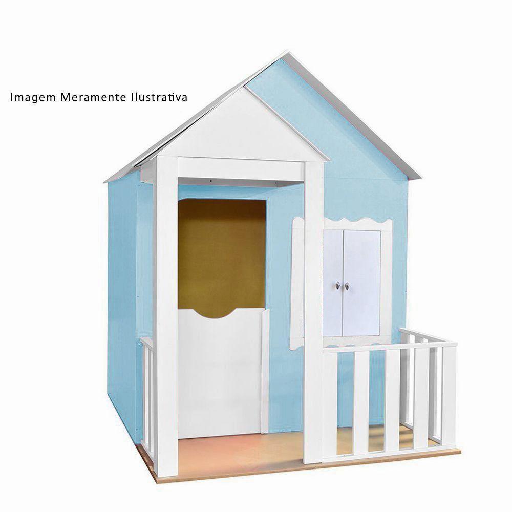 Casinha de Brinquedo com Cercado Azul Bebê e Branco - 2