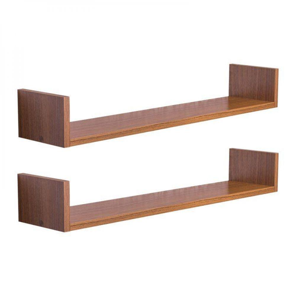 Kit 2 Prateleiras U 100 X 20cm Freijó Suporte Invisível - 2