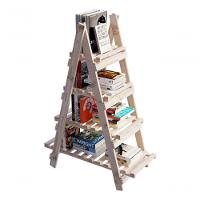 Porta Livros De Madeira Pinus Design Piramide Escada  - 1