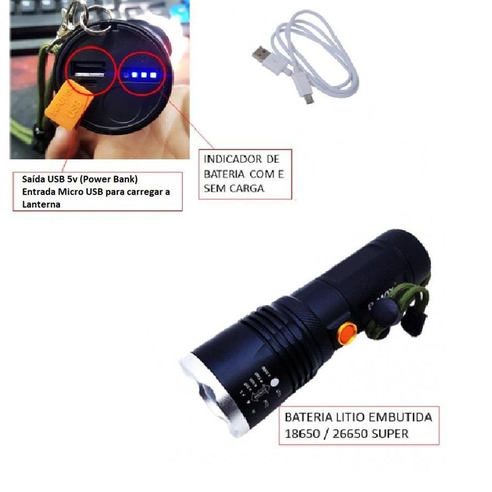 Lanterna Holofote Tática Led P70 Com Zoom Ajustável - Bm8504 - 4