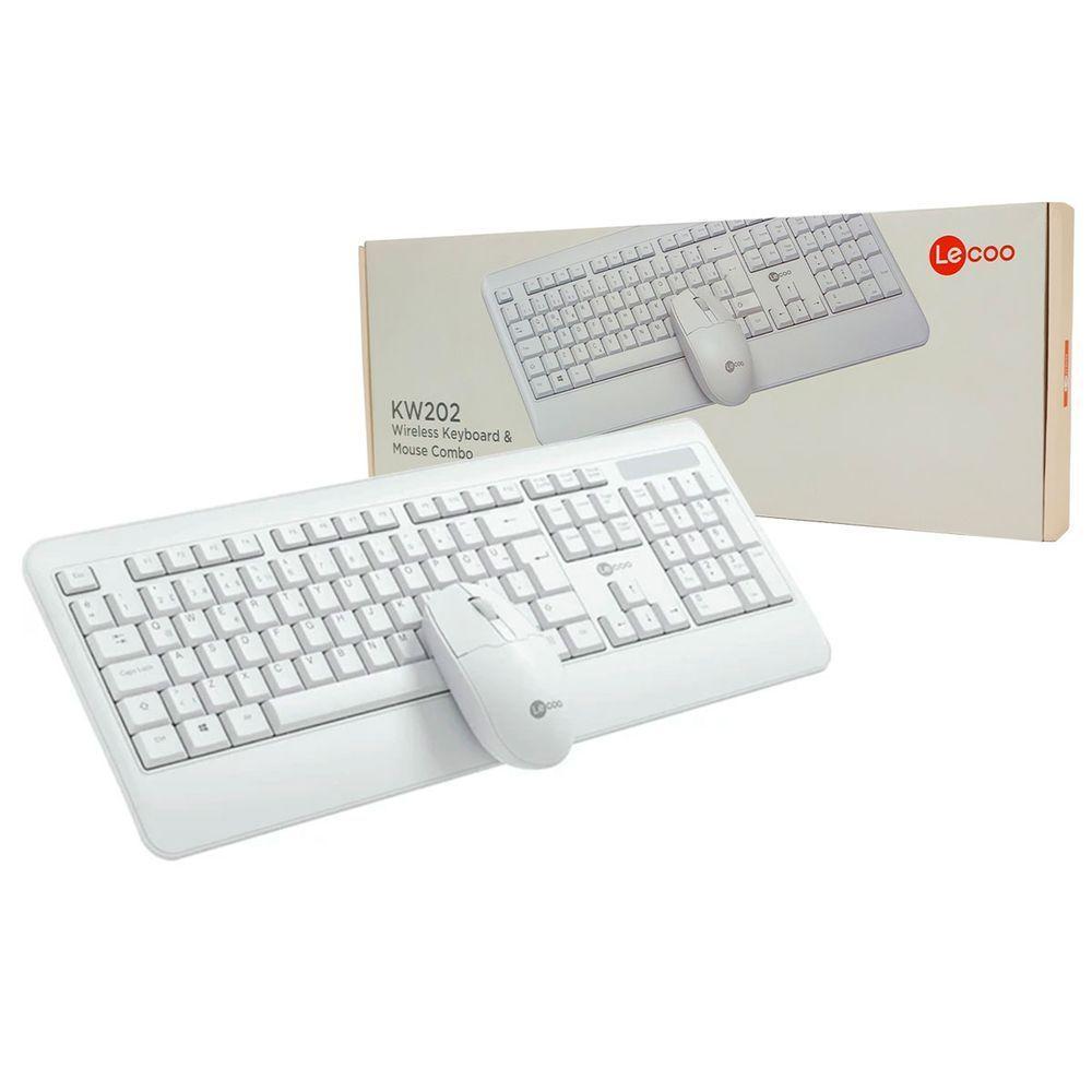 Kit Teclado E Mouse Wireless Lecoo, 2.4 Ghz, Abnt2, 1200dpi, Branco - Kw202wh - 1