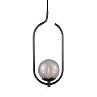 Lustre Pendente On Clip - Preto Com Globo De Vidro Fumê - 1