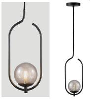 Lustre Pendente On Clip - Preto Com Globo De Vidro Fumê - 5