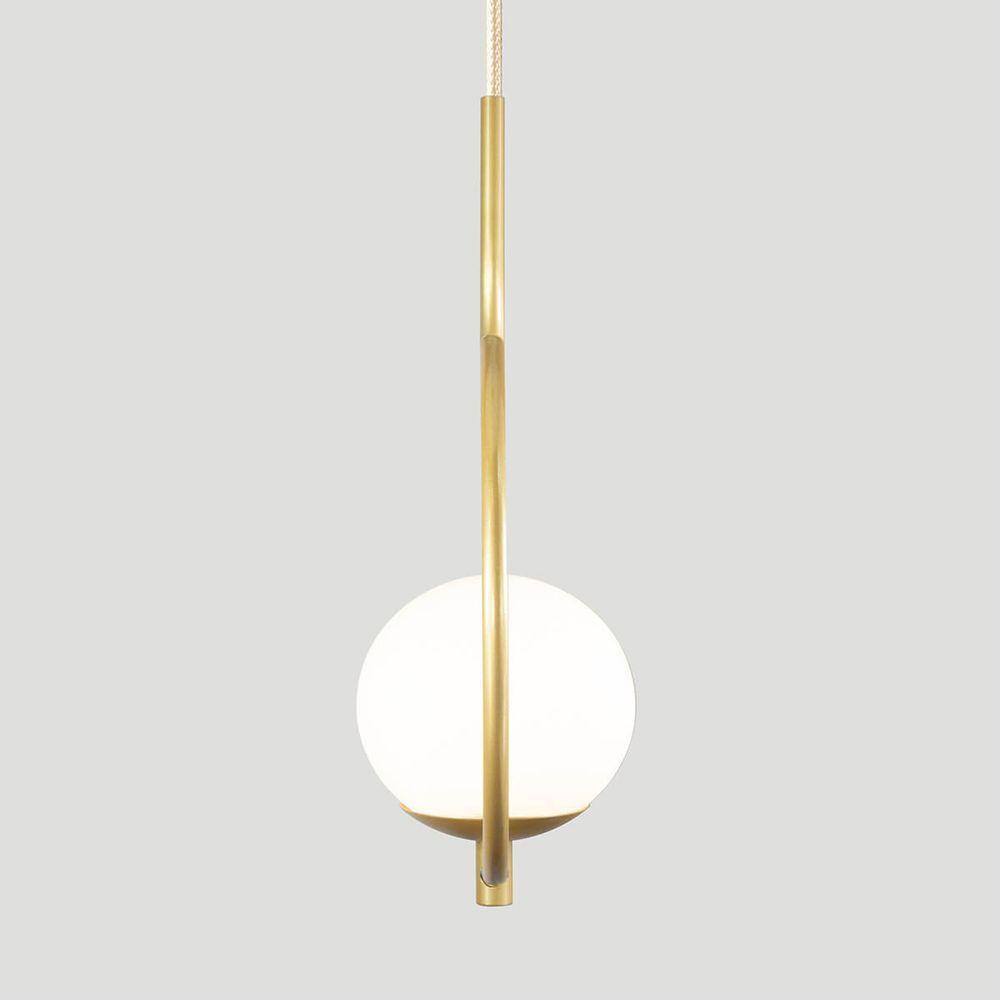Pendente Lustre On Loop Dourado Com Globo De Vidro Branco - 5