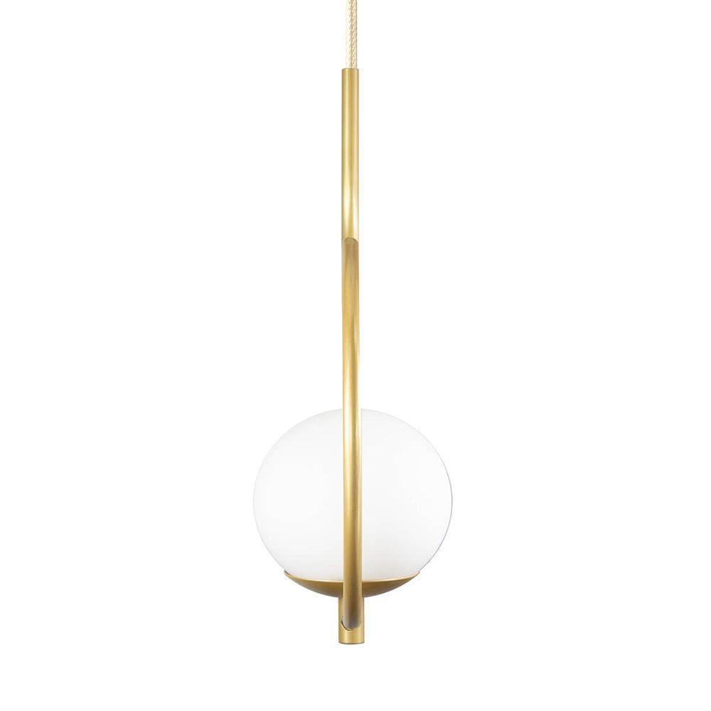 Pendente Lustre On Loop Dourado Com Globo De Vidro Branco - 6