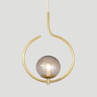 Pendente Lustre On Loop Dourado Com Globo De Vidro Fume