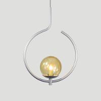 Pendente Lustre On Loop Prata Com Globo De Vidro âmbar - 2