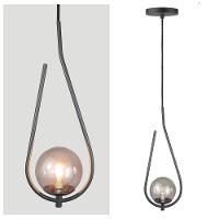 Lustre Pendente On Drop - Preto Com Globo De Vidro Fumê - 2