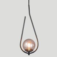 Lustre Pendente On Drop - Preto Com Globo De Vidro Fumê - 3