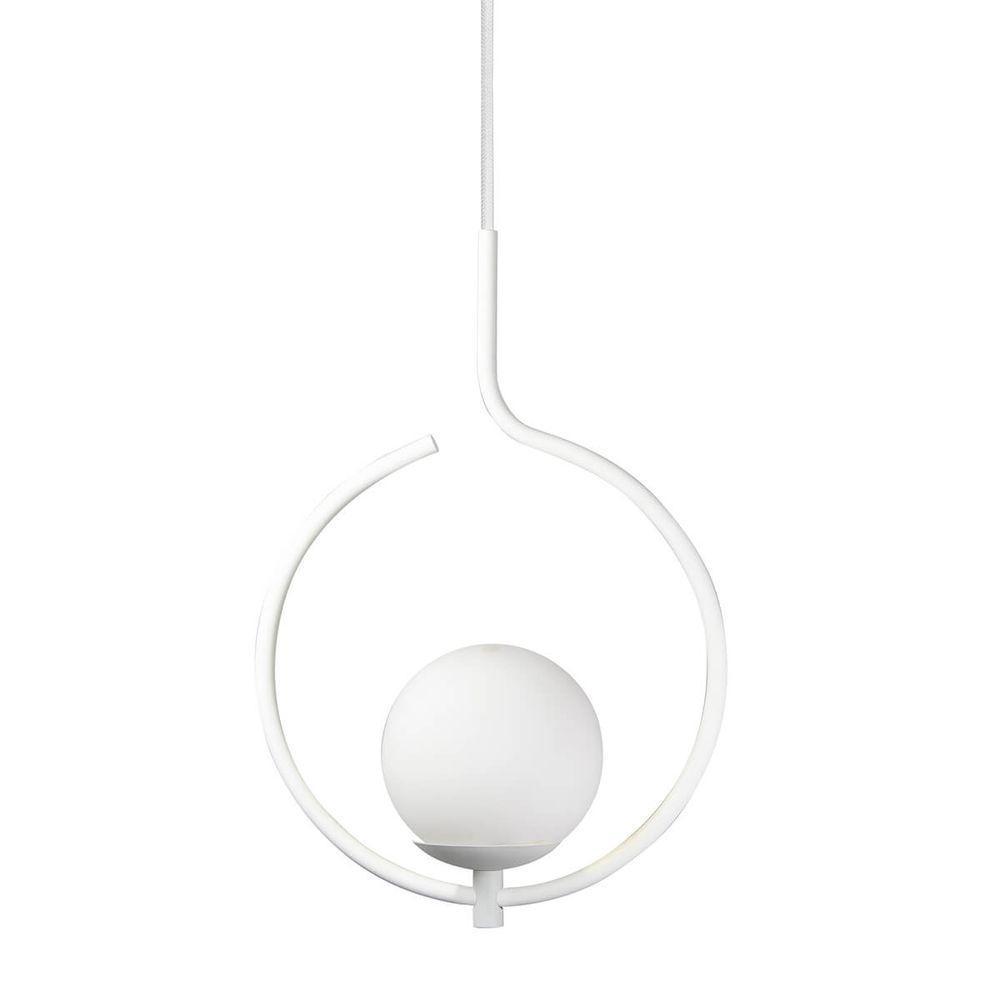 Pendente Lustre On Loop Branco Com Globo De Vidro Branco - 1