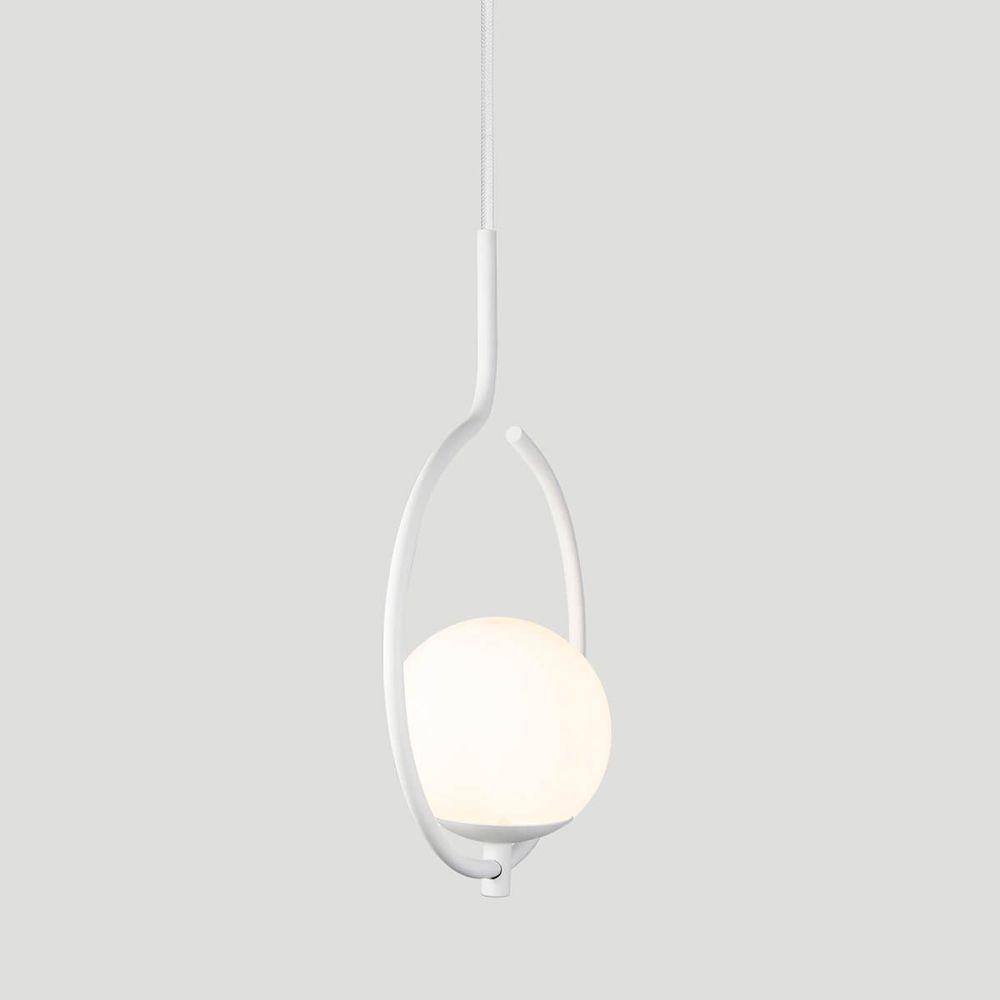 Pendente Lustre On Loop Branco Com Globo De Vidro Branco - 3