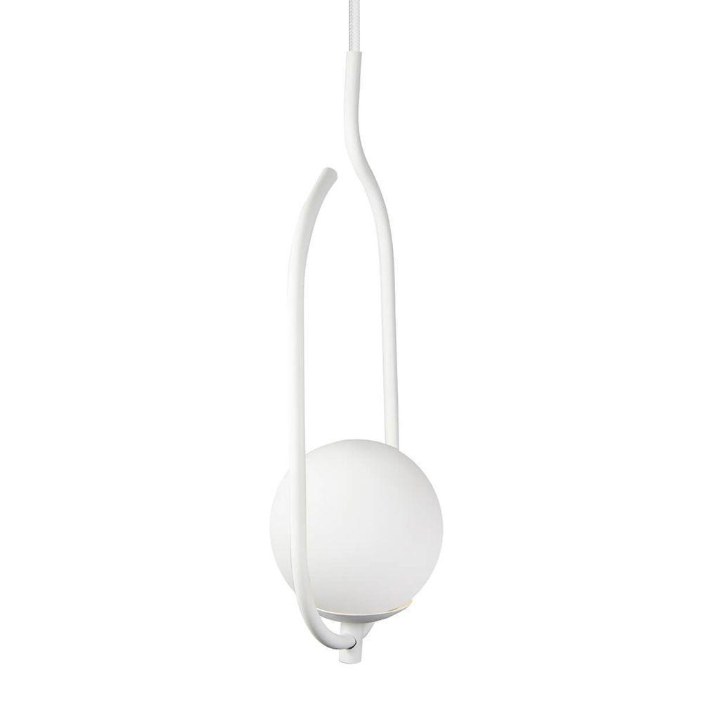 Lustre Pendente On Clip - Branco Com Globo De Vidro Branco - 6