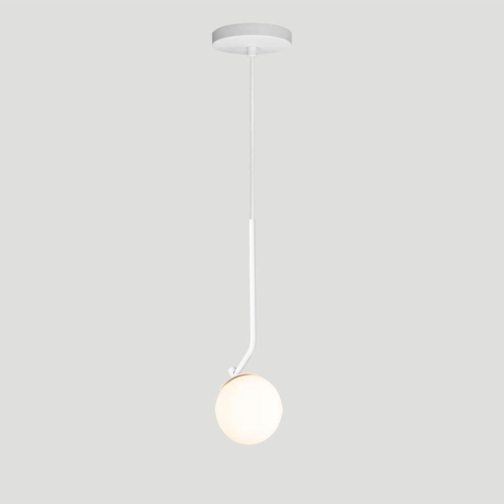 Lustre Pendente On Ly - Branco Com Globo De Vidro Branco - 5