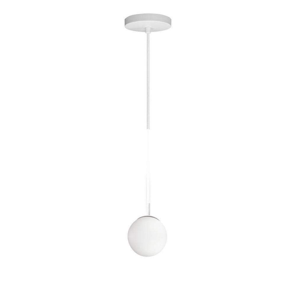 Lustre Pendente On Ly - Branco Com Globo De Vidro Branco - 7