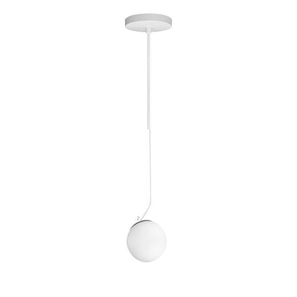Lustre Pendente On Ly - Branco Com Globo De Vidro Branco - 8