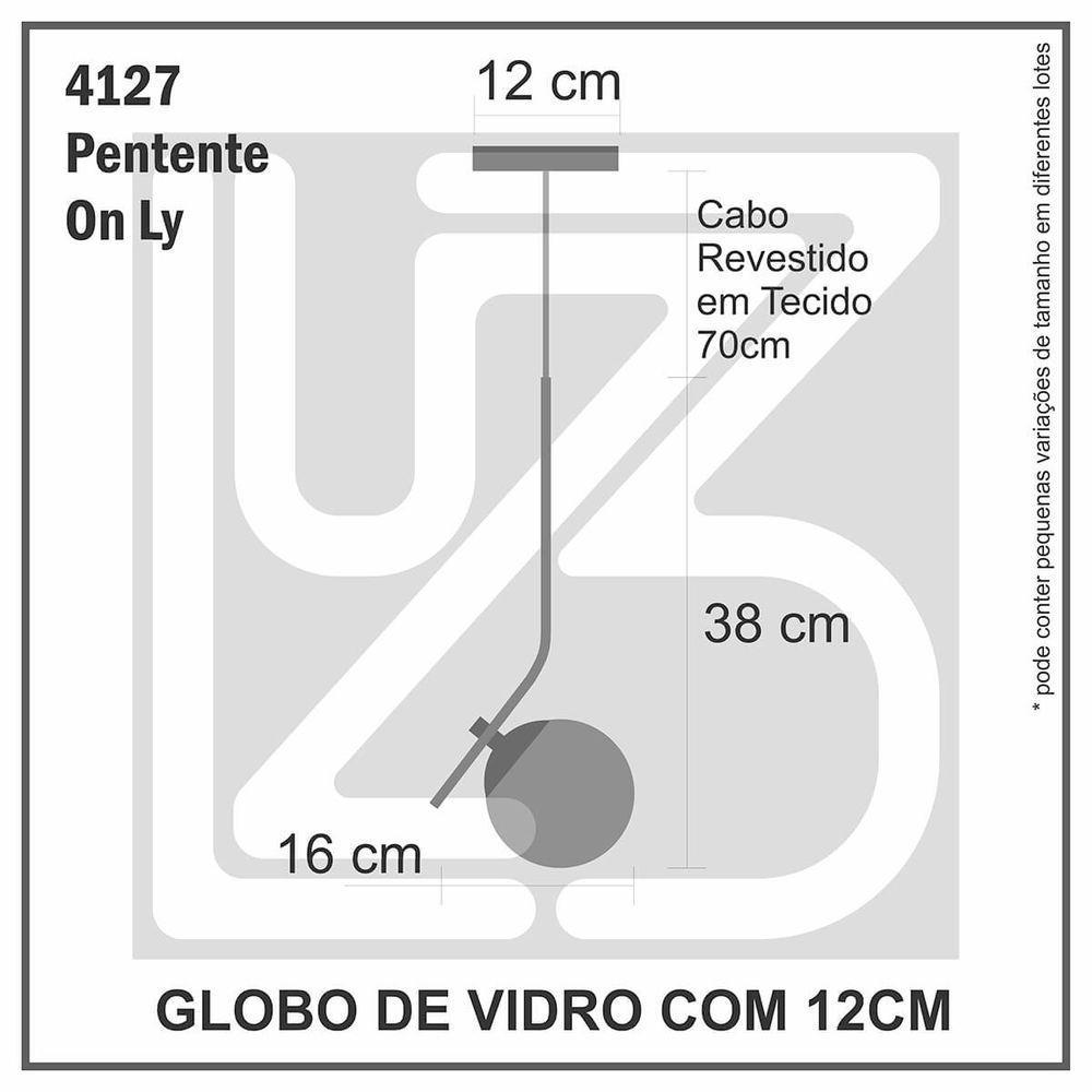 Lustre Pendente On Ly - Bronze Com Globo De Vidro Fumê - 2