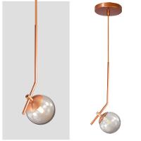 Lustre Pendente On Ly - Bronze Com Globo De Vidro Fumê - 5
