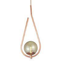 Lustre Pendente On Drop - Bronze Com Globo De Vidro âmbar - 1