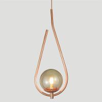 Lustre Pendente On Drop - Bronze Com Globo De Vidro âmbar - 3