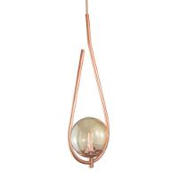 Lustre Pendente On Drop - Bronze Com Globo De Vidro âmbar