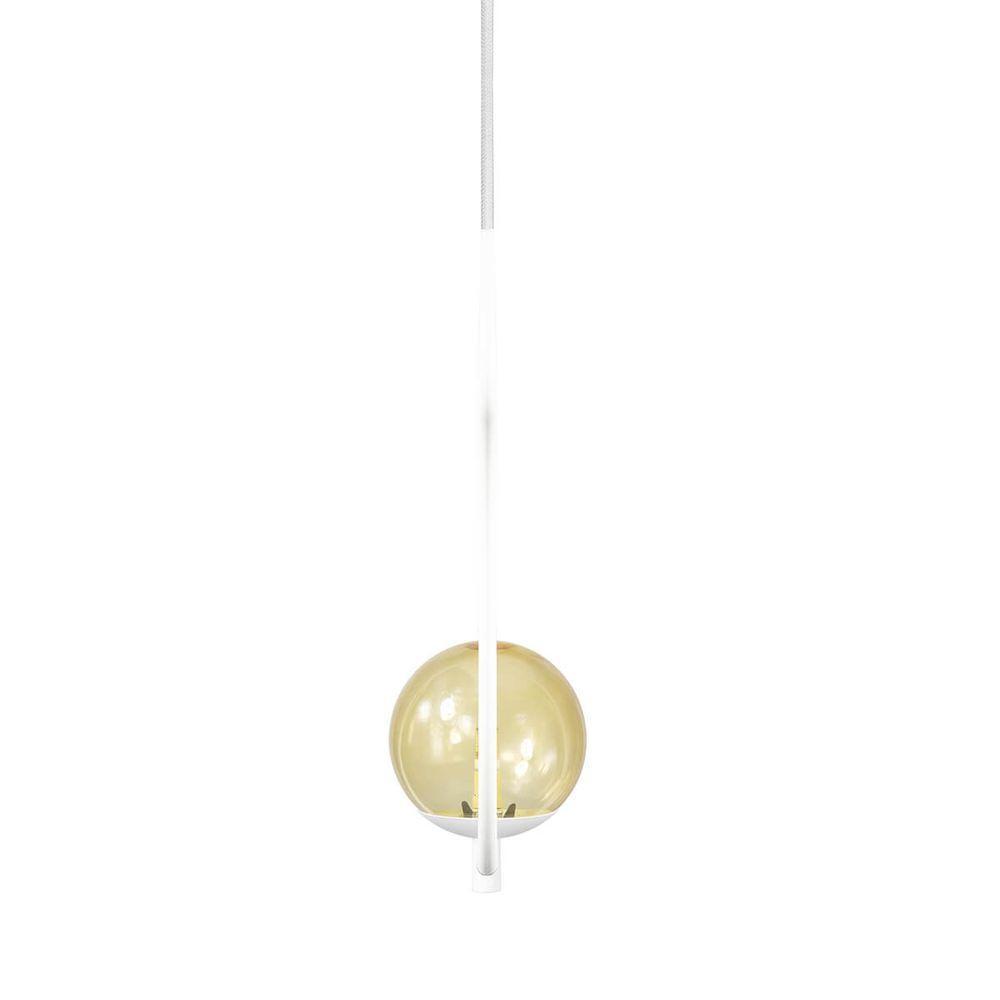 Pendente Lustre On Loop Branco Com Globo De Vidro Ambar - 4