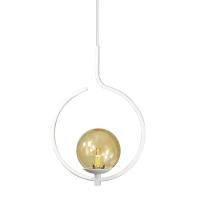 Pendente Lustre On Loop Branco Com Globo De Vidro Ambar - 1