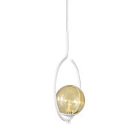 Pendente Lustre On Loop Branco Com Globo De Vidro Ambar - 6
