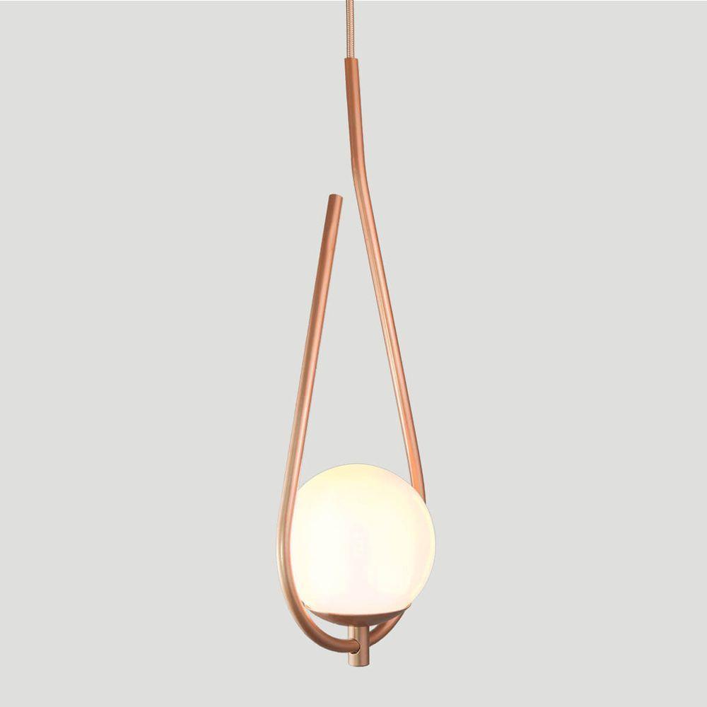 Lustre Pendente On Drop - Bronze Com Globo De Vidro Branco - 2