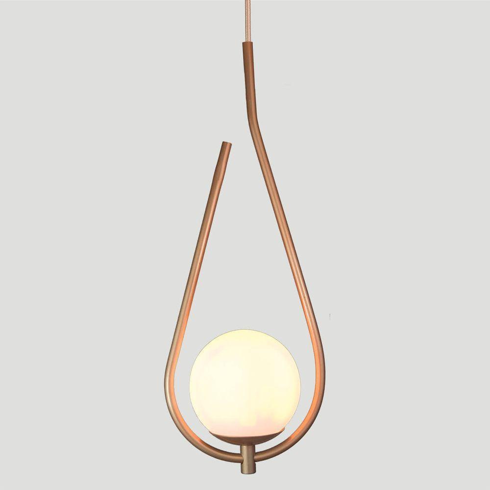 Lustre Pendente On Drop - Bronze Com Globo De Vidro Branco - 3