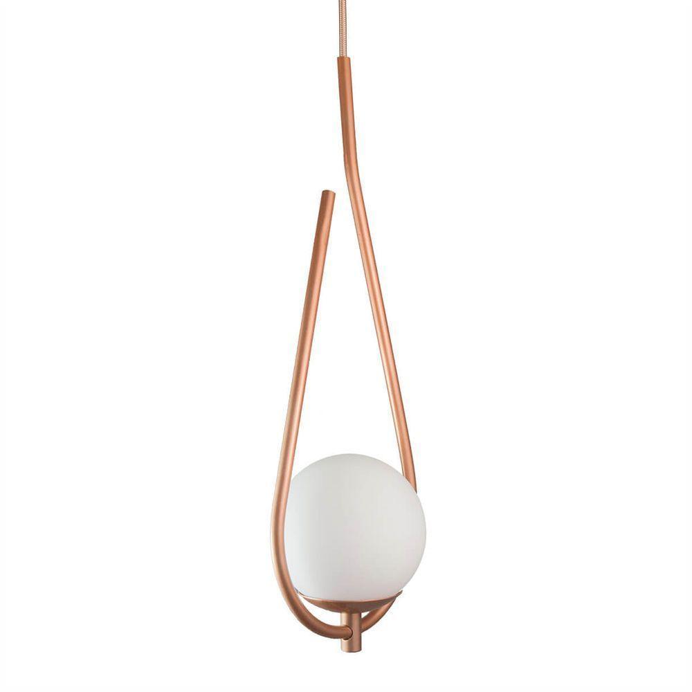 Lustre Pendente On Drop - Bronze Com Globo De Vidro Branco - 4