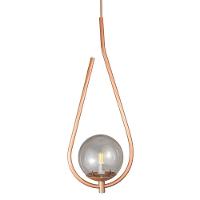 Lustre Pendente On Drop - Bronze Com Globo De Vidro Fumê - 1