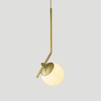 Lustre Pendente On Ly - Dourado Com Globo De Vidro Branco - 3