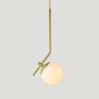 Lustre Pendente On Ly - Dourado Com Globo De Vidro Branco